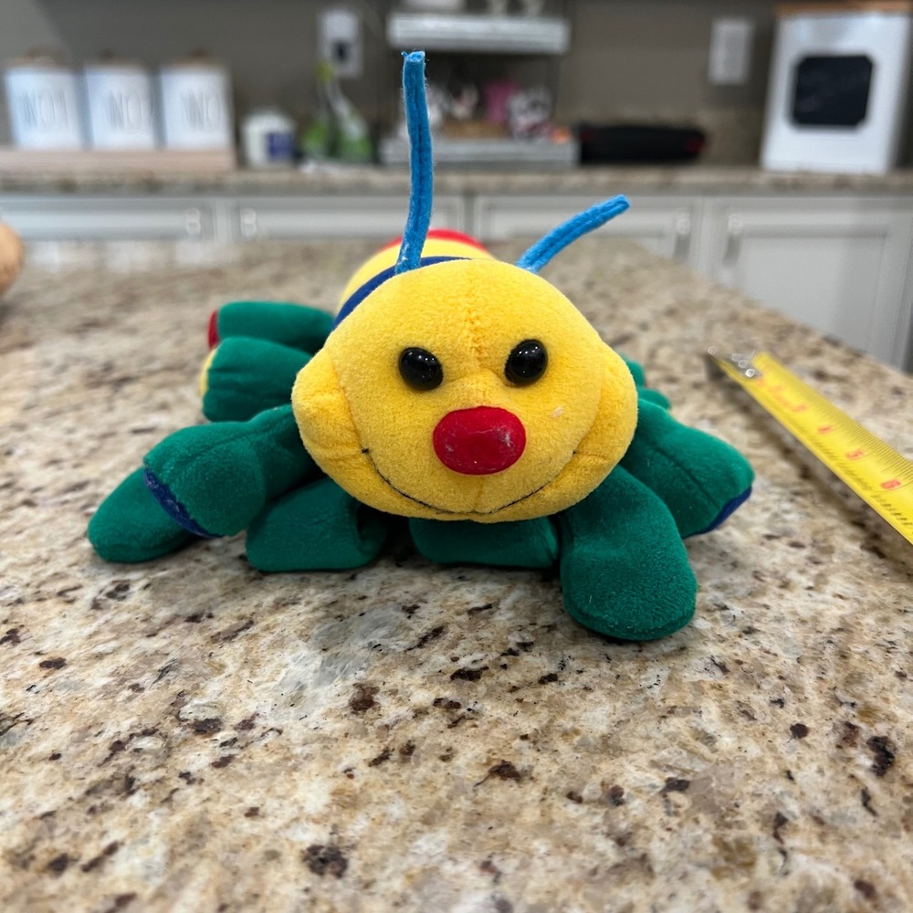 Vintage Colorful Caterpillar Plush Hand Puppet Multi Legged Insect Toy 8 Inch